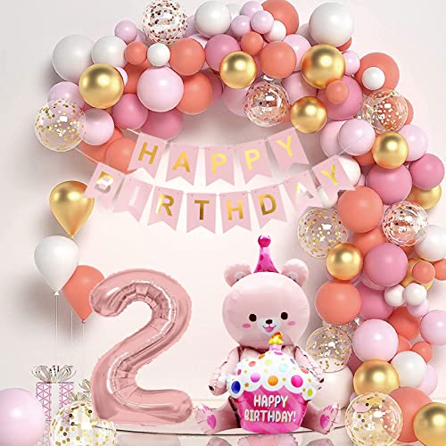 Luftballon 2. Geburtstag Mädchen, Geburtstag Deko Mädchen 2. Jahr, Deko 2. Geburtstag Mädchen, 2. Geburtstag Deko Luftballons, 2. Geburtstag Mädchen, Luftballons Rosa Gold von XUNHQT