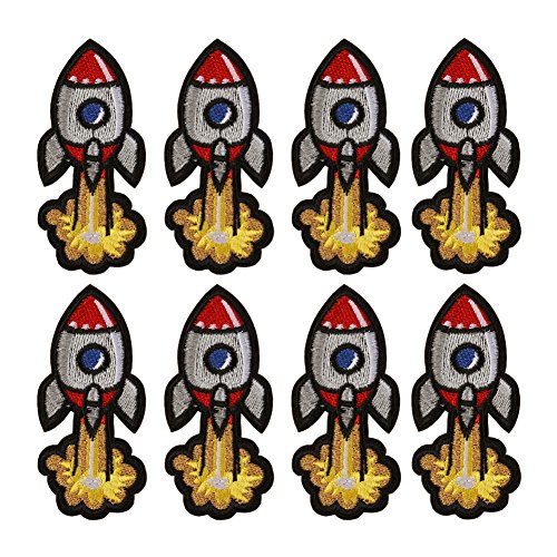 XUNHUI Aufnäher Rakete Eisen auf für Kleidung Cute Cartoon Flicken Stoff nähen bestickt Aufnäher 8 Stück von XUNHUI