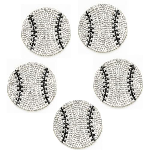 XUNHUI Baseball-Patches, glänzend, Strass, zum Aufbügeln, Glitzer, handgefertigt, Applikation für Kleidung, Taschen, Dekoration, Basteln, 5 Stück XUNHUI Baseball-Patches, glänzend, Strass, zum Aufbügeln, Glitzer, handgefertigt, Applikation für Kleidung, Taschen, Dekoration, Basteln, 5 Stück von XUNHUI