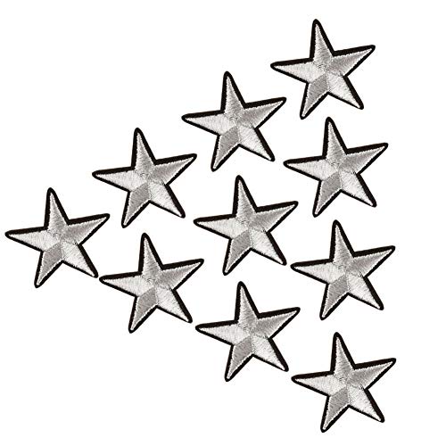 XUNHUI Bestickte Silberfarbene Stern Sternenflicken zum Aufbügeln für Kleidung Aufnäher 10 Stück von XUNHUI