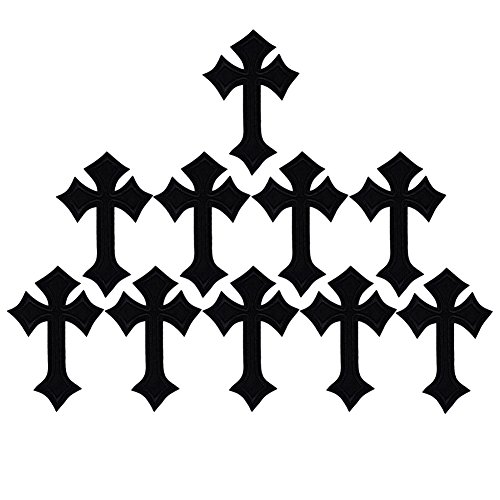 XUNHUI Flicken Applikation schwarz Kreuz bestickt-Applikation Eisen auf Kleidung bestickt 10 Stück von XUNHUI