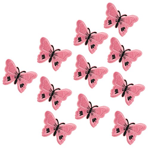 XUNHUI Gestickter rosa Schmetterling Bügelbild Flicken für Bekleidung Kleidung Applikation 10 Stück von XUNHUI