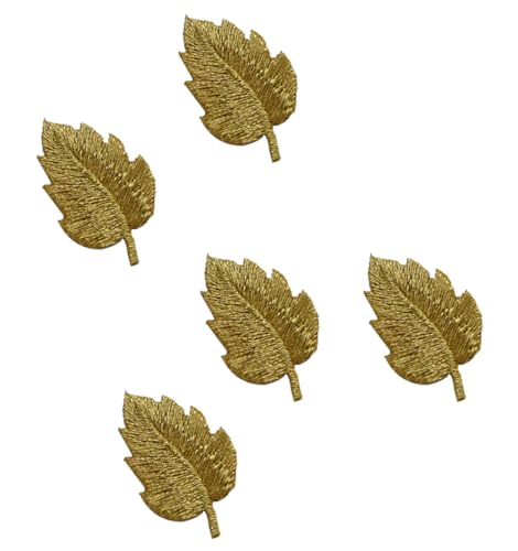 XUNHUI Golden Blatt Aufnäher für Kleidung Pflanzen Bügelbild mit Blätter-Stickerei Applikation Patch Flicken 5 Stück von XUNHUI