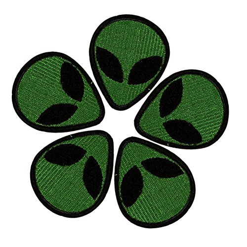 XUNHUI Grünen Alien - Eisen auf gestickter Patch - Alien Patch - Eisen auf Flecken - einfach anzuwenden Tuch Flecken - bunten gestickter Patch für Tuch Nähen 5 Stück von XUNHUI