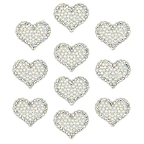 XUNHUI Love Heart Patches Bead Rhinestone Sew On Patch White Pearl Glitter Handmade Embroidered Applique Silver Crystal for Clothes Bags DIY 10 Pieces XUNHUI Love Heart Patches Bead Rhinestone Sew On Patch White Pearl Glitter Handmade Embroidered Applique Silver Crystal for Clothes Bags DIY 10 Pieces von XUNHUI