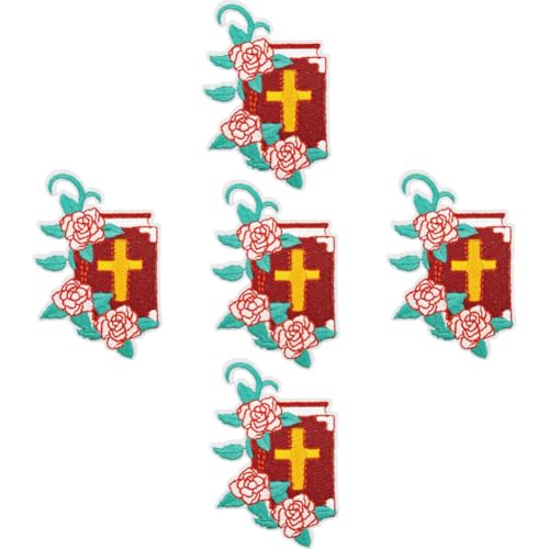 XUNHUI Patches The Holy Bible Book Embroidered Flower Applique Rose Cross Patch Iron on Clothing Embroidered 5 Pieces XUNHUI Patches The Holy Bible Book Embroidered Flower Applique Rose Cross Patch Iron on Clothing Embroidered 5 Pieces von XUNHUI