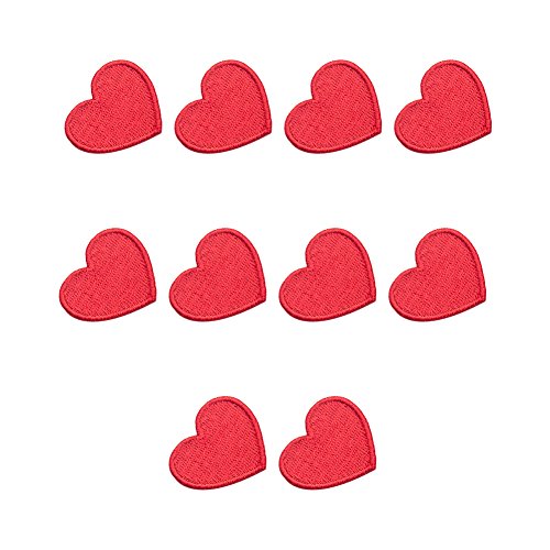 XUNHUI Rote Herz-Aufnäher gestickte Flicken Bügelbilder für Kleidung zum Aufbügeln oder Aufnähen 10 Stück von XUNHUI
