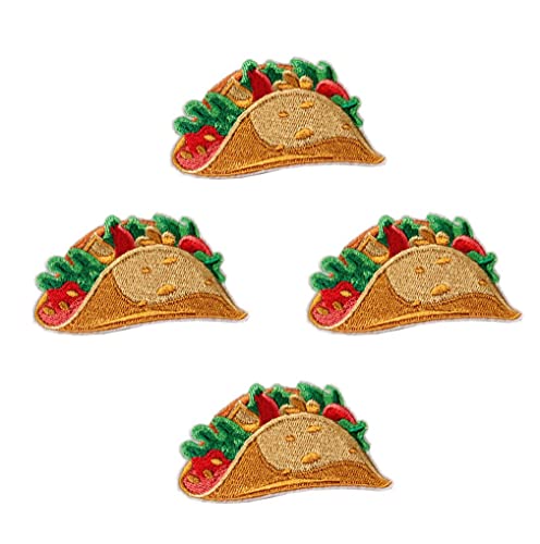 XUNHUI Taco-Aufnäher für Kleidung, zum Aufbügeln, Lebensmittel, bestickt, niedlicher Aufnäher, Stoff, Kleidung, Abzeichen, Bekleidung, Zubehör, 5 Stück, 4,5 cm x 8,1 cm XUNHUI Taco-Aufnäher für Kleidung, zum Aufbügeln, Lebensmittel, bestickt, niedlicher Aufnäher, Stoff, Kleidung, Abzeichen, Bekleidung, Zubehör, 5 Stück, 4,5 cm x 8,1 cm von XUNHUI