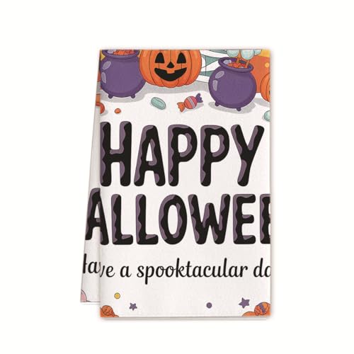 XUNPENG Halloween Urlaub Geschenk Handtücher, Küchentücher, Wiederverwendbare Küche Geschirrtücher - Ultra absorbierende Geschirrtücher für Geschirrspüler 26 * 17,7 Zoll / 5 PCS (WSJMJ-68,5 PCS) von XUNPENG