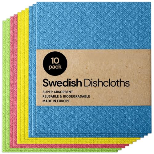 XUNPENG Schwedische Geschirrtücher - Wood Pulp Cotton Cloth, Wiederverwendbare Küchengeschirrtücher 19,5 * 17 * 0,2cm / 10 Stück (Amazon 10-teiliger Farbmix) von XUNPENG