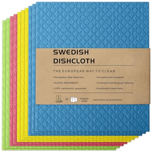 XUNPENG Schwedische Geschirrtücher - Wood Pulp Cotton Cloth, Wiederverwendbare Küchengeschirrtücher 19,5 * 17 * 0,2cm / 10 Stück (Universal Edition - 10 Stück) von XUNPENG