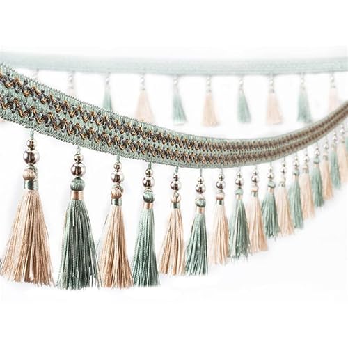 1 Stück 1 Meter Perlenquasten-Fransenbesatz – Dekoratives Band for DIY-Bastelarbeiten, Lampenschirme und Möbelkanten(Light Green) von XUPBEHJO