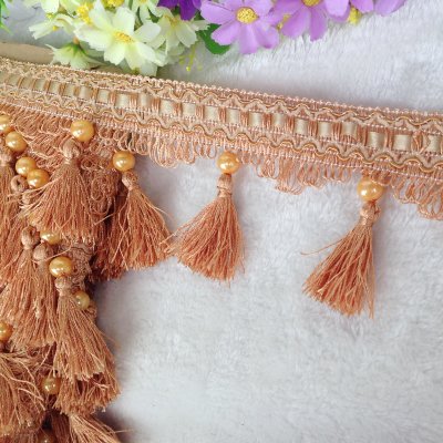 1 Stück 12 Yards Perlenanhänger-Fransenbesatz – DIY-Vorhangborte for Nähen, Basteln, for Kleidung, Sofa- und Tischdeckendekoration(Oranje) von XUPBEHJO