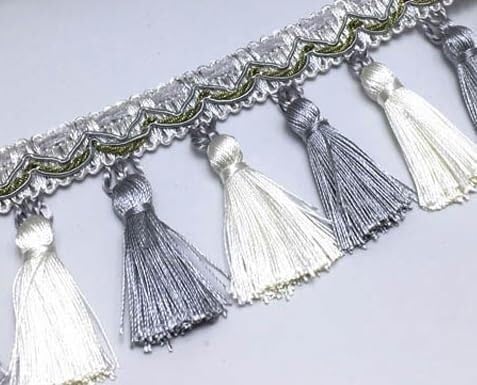 1 Stück 14 Yards Elegante Perlenquaste Fransen Spitzenbesatz for DIY Handwerk und Heimdekoration(Gray) von XUPBEHJO