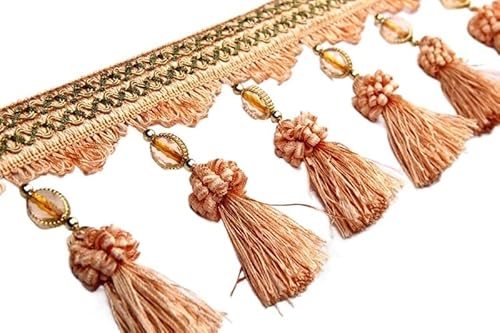 1 Stück 2 Meter geflochtene Quastenfransenbesatz mit Perlen – elegante Näharbeiten for Heimdekoration, Tischdecken und Vorhänge(Orange) von XUPBEHJO
