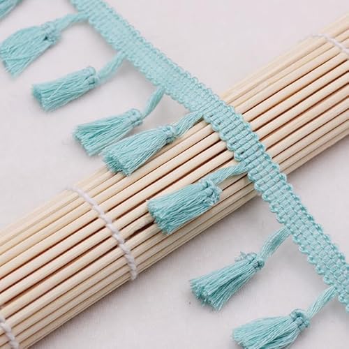 1 Stück 4,5 m lange Baumwoll-Spitzenborte mit Fransenquaste for Nähen, Basteln, for Vorhänge, Tischdecken und Kleidungsdekorationen(Light blue) von XUPBEHJO