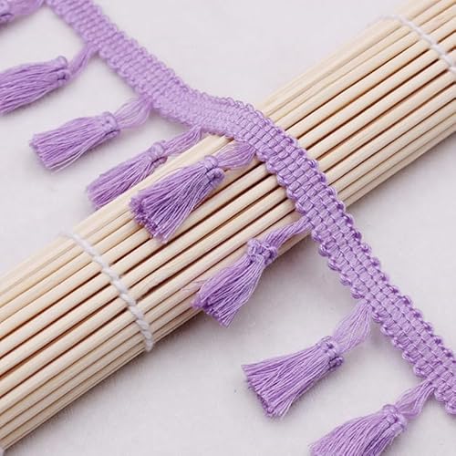 1 Stück 4,5 m lange Baumwoll-Spitzenborte mit Fransenquaste for Nähen, Basteln, for Vorhänge, Tischdecken und Kleidungsdekorationen(Purple) von XUPBEHJO