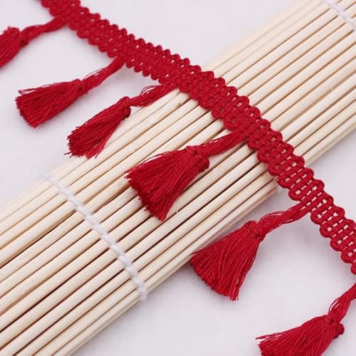 1 Stück 4,5 m lange Baumwoll-Spitzenborte mit Fransenquaste for Nähen, Basteln, for Vorhänge, Tischdecken und Kleidungsdekorationen(Red) von XUPBEHJO