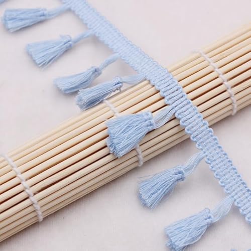 1 Stück 4,5 m lange Baumwoll-Spitzenborte mit Fransenquaste for Nähen, Basteln, for Vorhänge, Tischdecken und Kleidungsdekorationen(Sky blue) von XUPBEHJO