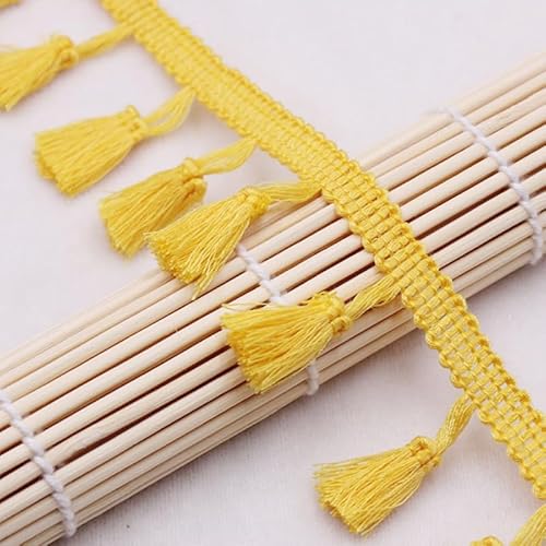 1 Stück 4,5 m lange Baumwoll-Spitzenborte mit Fransenquaste for Nähen, Basteln, for Vorhänge, Tischdecken und Kleidungsdekorationen(Yeiiow) von XUPBEHJO
