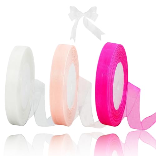 XURJUMI 3 Stück Weiss Chiffon Geschenkband, 20 Mm Breit Weiß Organzaband, 45 M Durchscheinende Geschenkband Organza Für Weihnachten, Hochzeiten, Festgeschenke, Geburtstag, Geschenk Dekoratione XURJUMI 3 Stück Weiss Chiffon Geschenkband, 20 Mm Breit Weiß Organzaband, 45 M Durchscheinende Geschenkband Organza Für Weihnachten, Hochzeiten, Festgeschenke, Geburtstag, Geschenk Dekoratione von XURJUMI