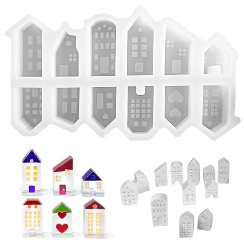 XURJUMI Silikonformen Gießformen Häuser, 12 Stück Gießformen Silikon Haus Mini, Weihnachten Giessformen Silikon, Gips Zum Gießen Häuserkranz, Gipsformen Mit Kreativ Beton,Resin Gießharz XURJUMI Silikonformen Gießformen Häuser, 12 Stück Gießformen Silikon Haus Mini, Weihnachten Giessformen Silikon, Gips Zum Gießen Häuserkranz, Gipsformen Mit Kreativ Beton,Resin Gießharz von XURJUMI