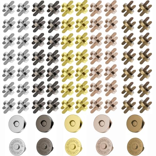 XUSSMM 70 Stück Magnetische Druckknöpfe, 14 mm, 5 Farben, Metall, Magnetischer Nähknopf, Knopf, Taschen, Kleidung, Verpackung, DIY Handwerk, Gepäck, Jacken, Rucksäcke von XUSSMM