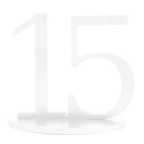 Weiße Tischnummern 1-15 mit ovaler Basis, Tischnummern für Hochzeitsempfang, weiß, rustikale Hochzeitsschilder, Halter für Bankette, Jubiläumsfeiern, Dekoration von XUWAIDSGN