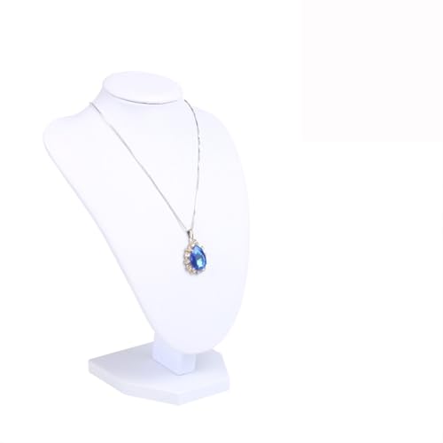Halskettenständer PU Weißes Leder Modell Büste Show Schmuck Halskette Ohrring Display Anhänger Schaufensterpuppe Schmuckständer Organizer(H22cm) von XUWEWI