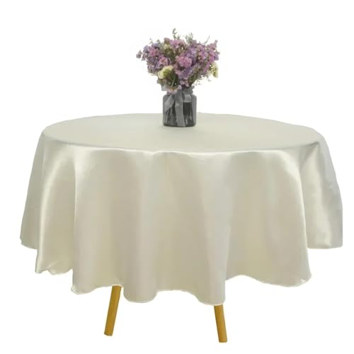 Runde Tischdecke Runde Satin-Tischdecke, Hochzeits-Party-Overlays, Dekoration, Geburtstagsparty, Restaurant, Zuhause(Beige,305CM) von XUWEWI