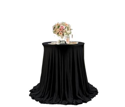 Runde Tischdecke Runde Tischdecke, Tischrock, Cocktail for Hotelparty, Hochzeit, Tischdecken-Dekoration(Black,80x110CM) von XUWEWI
