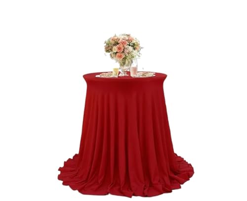 Runde Tischdecke Runde Tischdecke, Tischrock, Cocktail for Hotelparty, Hochzeit, Tischdecken-Dekoration(Red,80x110CM) von XUWEWI