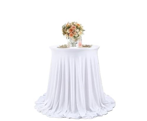Runde Tischdecke Runde Tischdecke, Tischrock, Cocktail for Hotelparty, Hochzeit, Tischdecken-Dekoration(White,80x110CM) von XUWEWI