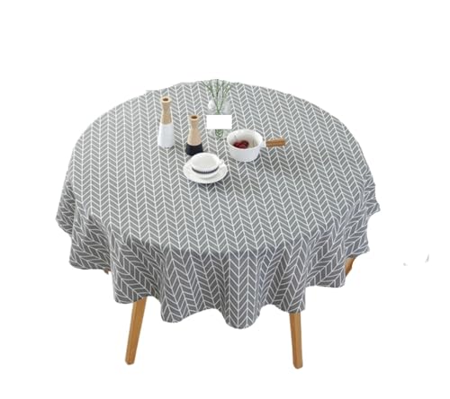 Runde Tischdecke Runde Tischdecke Baumwolle Leinen Waschbar Hotel Bankett for Hochzeit Party Tisch Abdeckung Hause Dezember(Grey,150CM) von XUWEWI