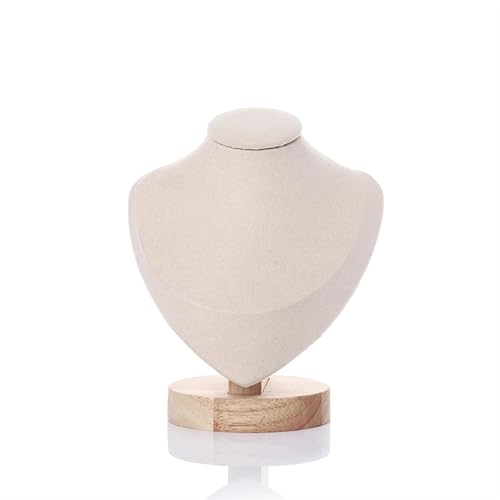 XUWEWI Halskettenständer 2pc Holz Mannequin Büste Halskette Display Stand Porträt Modell Hals Anhänger Schmuck Lagerung Rack Halter Fenster Vitrine Requisiten(Beige,S) von XUWEWI