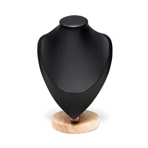 XUWEWI Halskettenständer 2pc Holz Mannequin Büste Halskette Display Stand Porträt Modell Hals Anhänger Schmuck Lagerung Rack Halter Fenster Vitrine Requisiten(Black,M) von XUWEWI