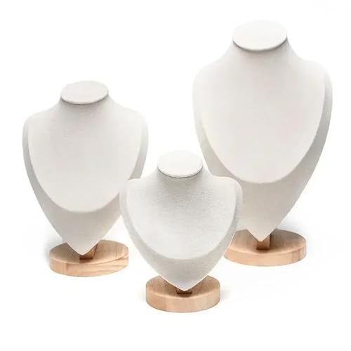 XUWEWI Halskettenständer 3 Teile/satz Samt Schmuck Display Modell Büste Zeigen Aussteller Halskette Anhänger Mannequin Ständer Organizer(Beige) von XUWEWI