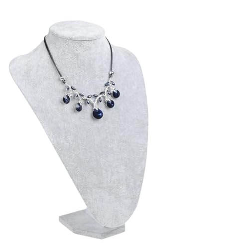 XUWEWI Halskettenständer Grauer Samt-Schmuckständer for Damen, Halsketten, Modellbüste, Aussteller zeigen, 6 Optionen, Anhänger, Schaufensterpuppe, Schmuckständer, Organizer(H36cm) von XUWEWI