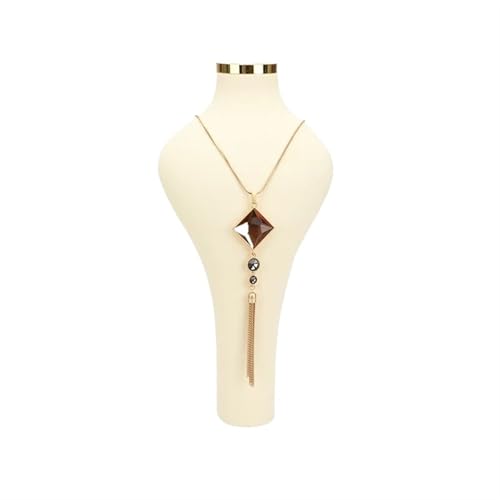 XUWEWI Halskettenständer Halskette Display Stand Halter Kleiderbügel Schmuck Büste Modell Rack Samt Anhänger Zeigen Regal for Mall(Beige) von XUWEWI