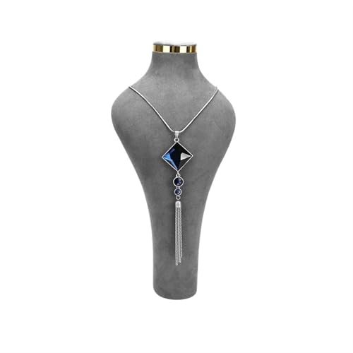 XUWEWI Halskettenständer Halskette Display Stand Halter Kleiderbügel Schmuck Büste Modell Rack Samt Anhänger Zeigen Regal for Mall(Gray) von XUWEWI