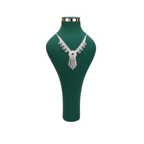 XUWEWI Halskettenständer Halskette Display Stand Halter Kleiderbügel Schmuck Büste Modell Rack Samt Anhänger Zeigen Regal for Mall(Green) von XUWEWI