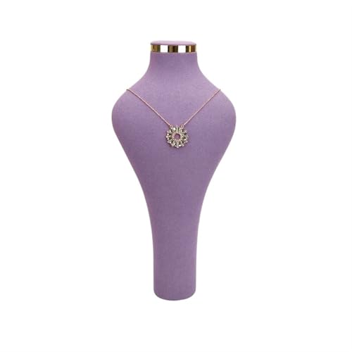 XUWEWI Halskettenständer Halskette Display Stand Halter Kleiderbügel Schmuck Büste Modell Rack Samt Anhänger Zeigen Regal for Mall(Purple) von XUWEWI