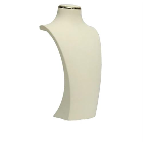 XUWEWI Halskettenständer Halsketten-Ausstellungsständer, Metall-Mikrofaser-Fenstermodell, Hals-Ausstellungsständer, Anhänger, hängendes Hals-Hals-Regal(L Beige) von XUWEWI