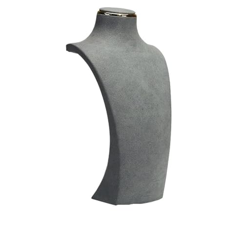 XUWEWI Halskettenständer Halsketten-Ausstellungsständer, Metall-Mikrofaser-Fenstermodell, Hals-Ausstellungsständer, Anhänger, hängendes Hals-Hals-Regal(L Grey) von XUWEWI