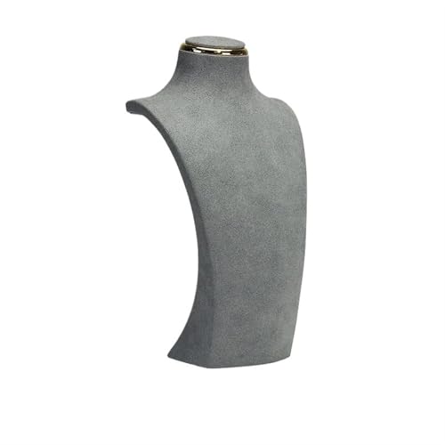 XUWEWI Halskettenständer Halsketten-Ausstellungsständer, Metall-Mikrofaser-Fenstermodell, Hals-Ausstellungsständer, Anhänger, hängendes Hals-Hals-Regal(M Grey) von XUWEWI