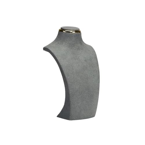 XUWEWI Halskettenständer Halsketten-Ausstellungsständer, Metall-Mikrofaser-Fenstermodell, Hals-Ausstellungsständer, Anhänger, hängendes Hals-Hals-Regal(S Grey) von XUWEWI