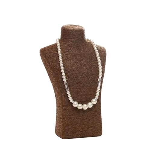 XUWEWI Halskettenständer Hanf Seil Mannequin Halskette Display Stand Halter for Schmuck Shop Ausstellung Bunte Perlen Lagerung Anhänger Organizer(M Coffee) von XUWEWI