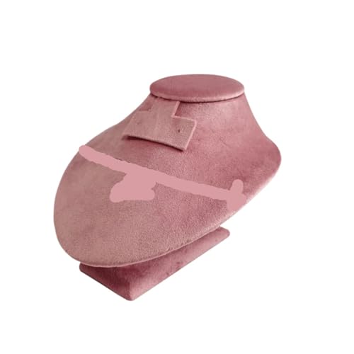 XUWEWI Halskettenständer Juweliergeschäft, rosafarbener Samt, Portrait-Halsschmuck-Ausstellungsständer, Anhänger-Ring-Tablett, Thekenvitrine, Organizer(Style 02) von XUWEWI