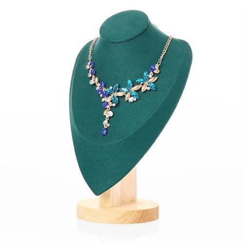 XUWEWI Halskettenständer Modell Büste Show Aussteller Samt Schmuck Display Halskette Anhänger Schaufensterpuppe Schmuckständer Organizer(Green,L) von XUWEWI