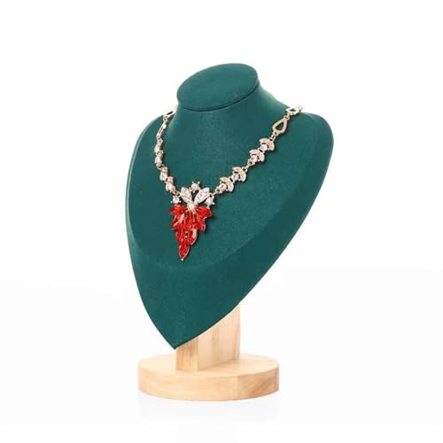 XUWEWI Halskettenständer Modell Büste Show Aussteller Samt Schmuck Display Halskette Anhänger Schaufensterpuppe Schmuckständer Organizer(Green,M) von XUWEWI